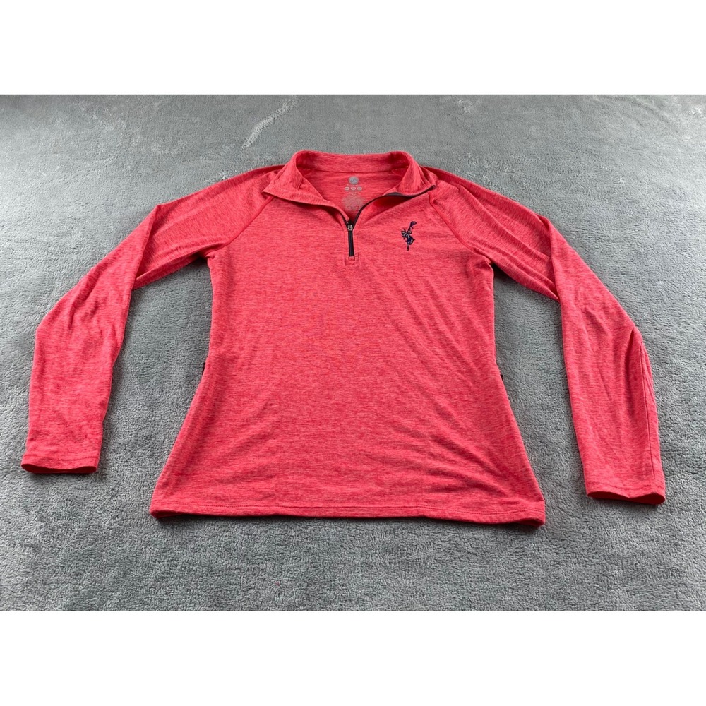 BornFit Womens XS Red Heather Quarter Zip Lacrosse Graphic Pullover Active Top